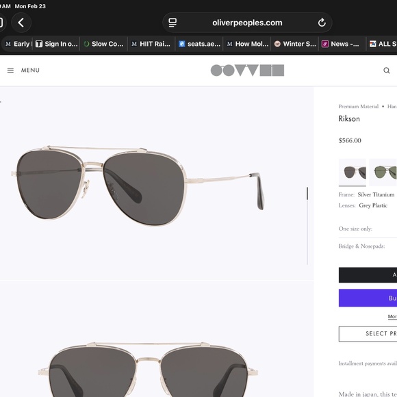 Oliver Peoples Rikson Unisex Sunglasses Soft Gold Blue Lens